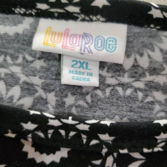 LulaRoo 2XL Black Floral Scoop Neck SS Tunic Shirt - Picture 4 of 7